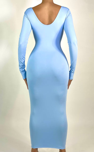Chic Baby Blue Midi Dress